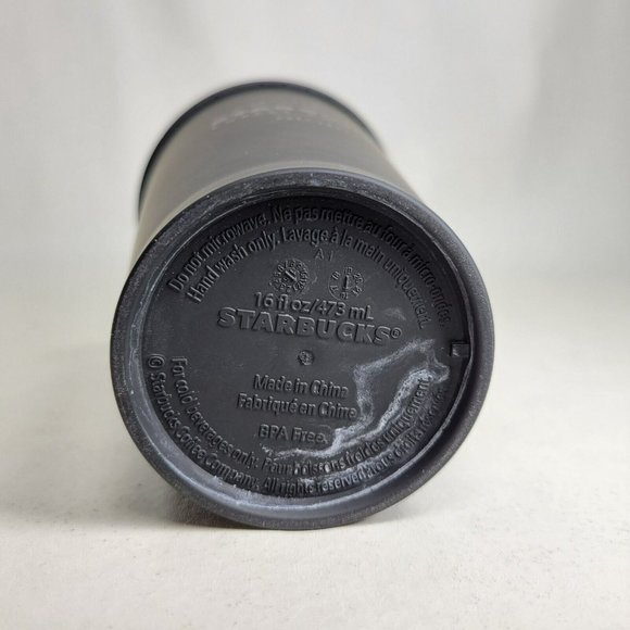 Starbucks Spellout Logo Matte Black Cold Cup with Straw Travel Tumbler 16oz - Picture 5 of 8